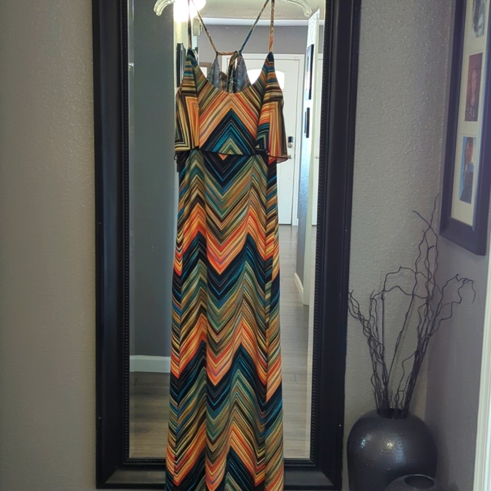 Multi colored Chevron Long Maxi Dress